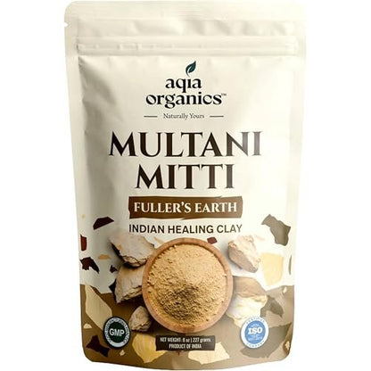 100% Pure Multani Mitti Powder – Indian Healing Clay for Skin Tightening, Deep Pore Cleansing, Tan Removal – 8 oz