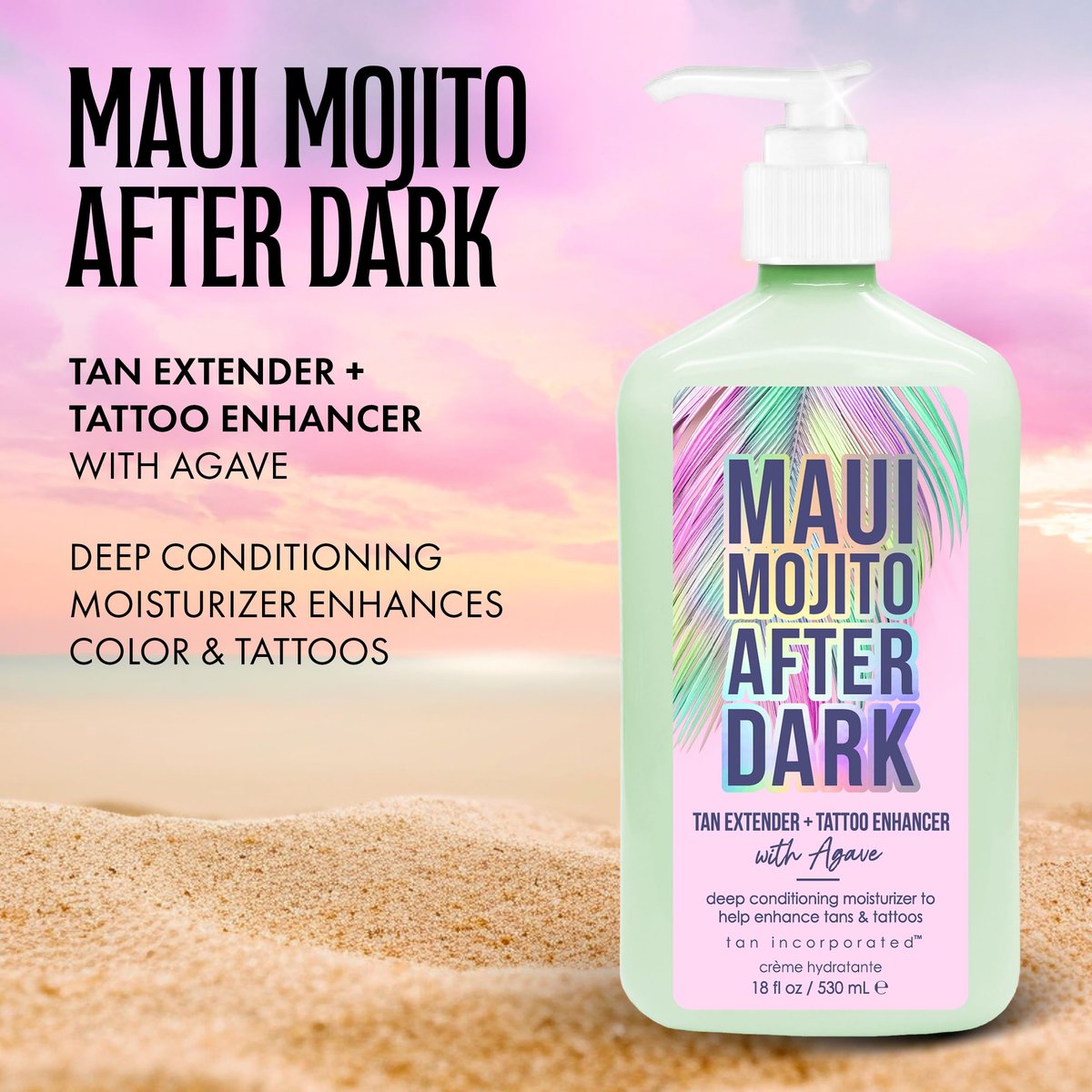 Brown Sugar Maui Mojito After Dark Tan Extender & Tattoo Enhancer, Agave Lime Shea Butter with Tigergrass & Ocean Botanicals, 18 Fl Oz - görsel 3