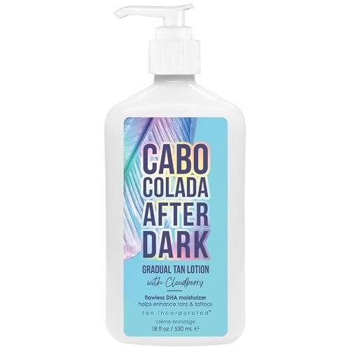 Brown Sugar Cabo Colada After Dark Gradual Tan Lotion & Tattoo Enhancer, Cloudberry with DHA Carrot Oil & Tigergrass, 18 Fl Oz - görsel 1