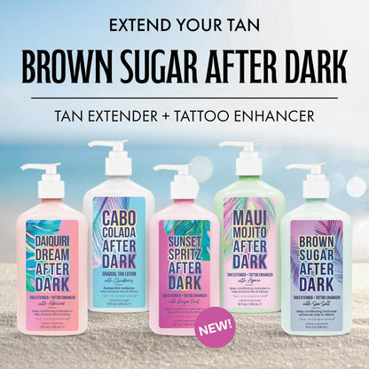Brown Sugar Cabo Colada After Dark Gradual Tan Lotion & Tattoo Enhancer, Cloudberry with DHA Carrot Oil & Tigergrass, 18 Fl Oz
