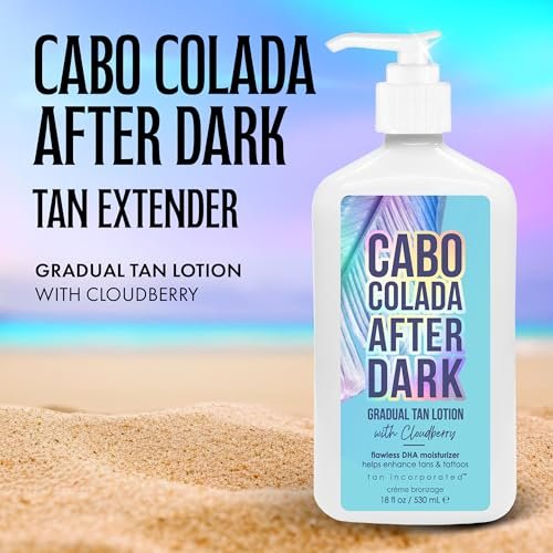 Brown Sugar Cabo Colada After Dark Gradual Tan Lotion & Tattoo Enhancer, Cloudberry with DHA Carrot Oil & Tigergrass, 18 Fl Oz - görsel 3