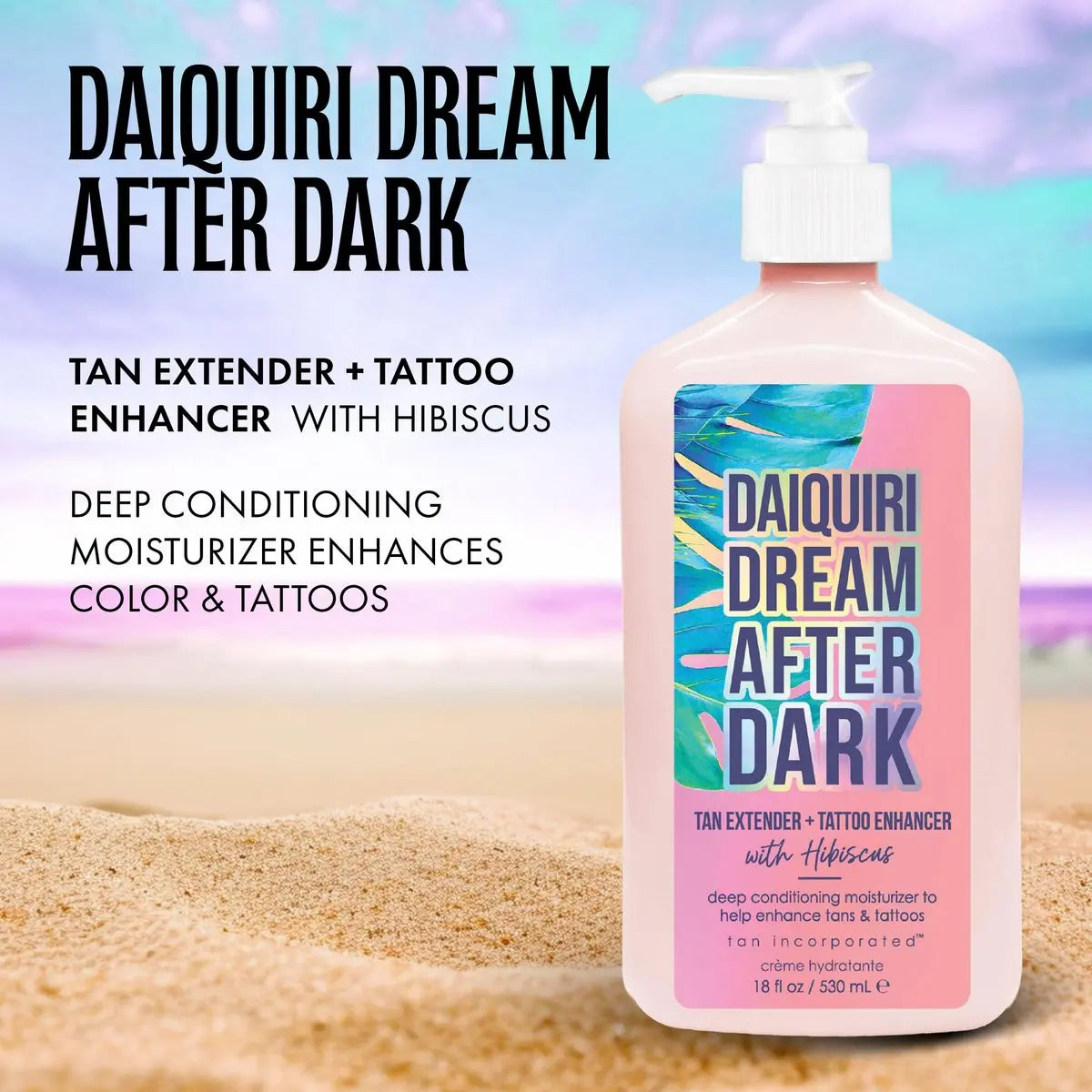 Brown Sugar Daiquiri Dream After Dark Tan Extender & Tattoo Enhancer, Mango Butter Carrot Oil & Hibiscus with Tigergrass & Ocean Botanicals, 18 Fl Oz Avelisse
