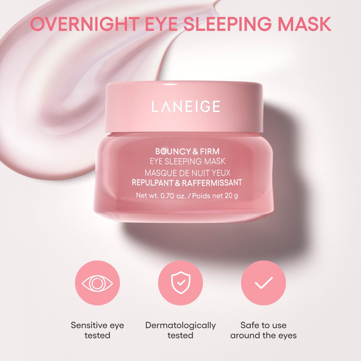 LANEIGE Bouncy & Firm Eye Sleeping Mask - Depuff and Firm with Peony & Collagen Complex, Ceramide, & 5D Hyaluronic Acid - görsel 15