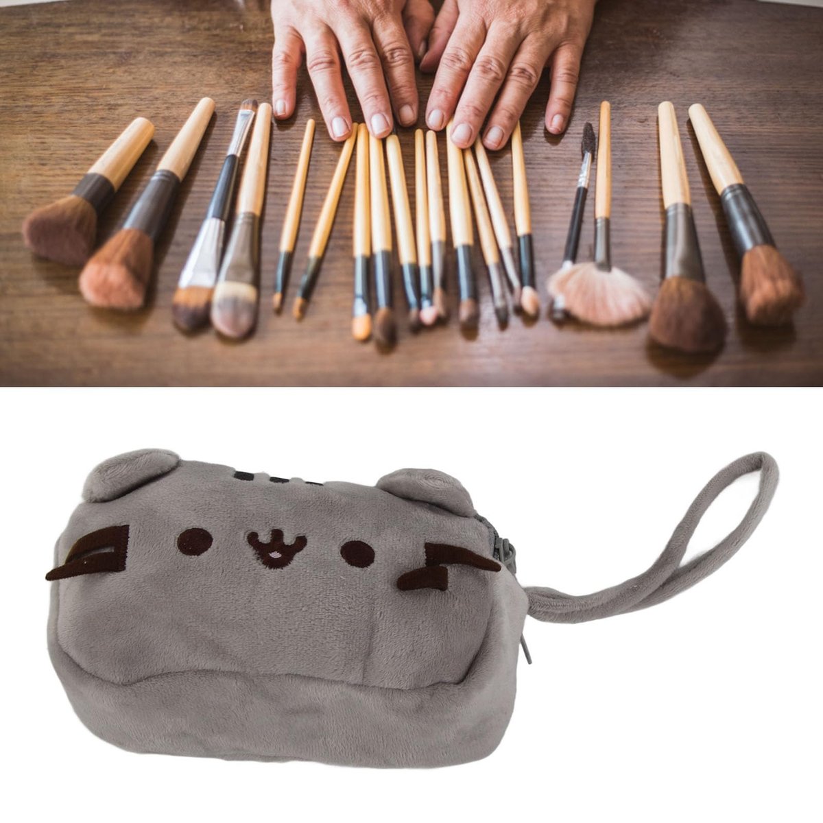 GLOGLOW Kitten Makeup Bag – Soft Canvas Storage Pouch with Handle, 7x5 Inch Portable Toiletry Organizer for Cosmetics, Pencils & Small Items, Travel Essential for Women & Teen Girls - görsel 5
