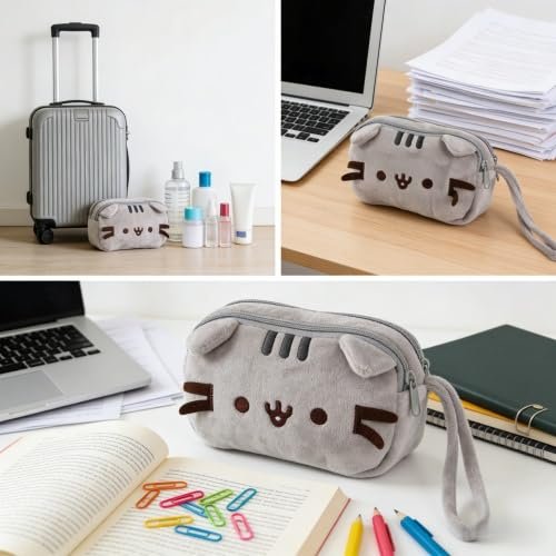 GLOGLOW Kitten Makeup Bag – Soft Canvas Storage Pouch with Handle, 7x5 Inch Portable Toiletry Organizer for Cosmetics, Pencils & Small Items, Travel Essential for Women & Teen Girls - görsel 13