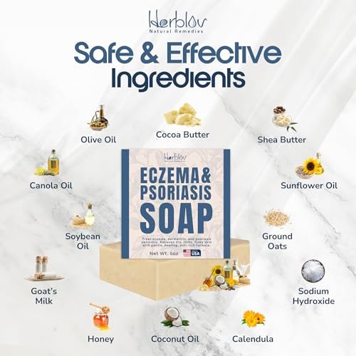 Eczema Soap Bar for Face and Body – All Natural Dermatitis, Psoriasis Treatment for Dry Itchy Sensitive Skin Relief – Gentle Detoxifying, Healing, Anti-Itch, Oatmeal Goat Milk Wash for Kids & Adults - görsel 9
