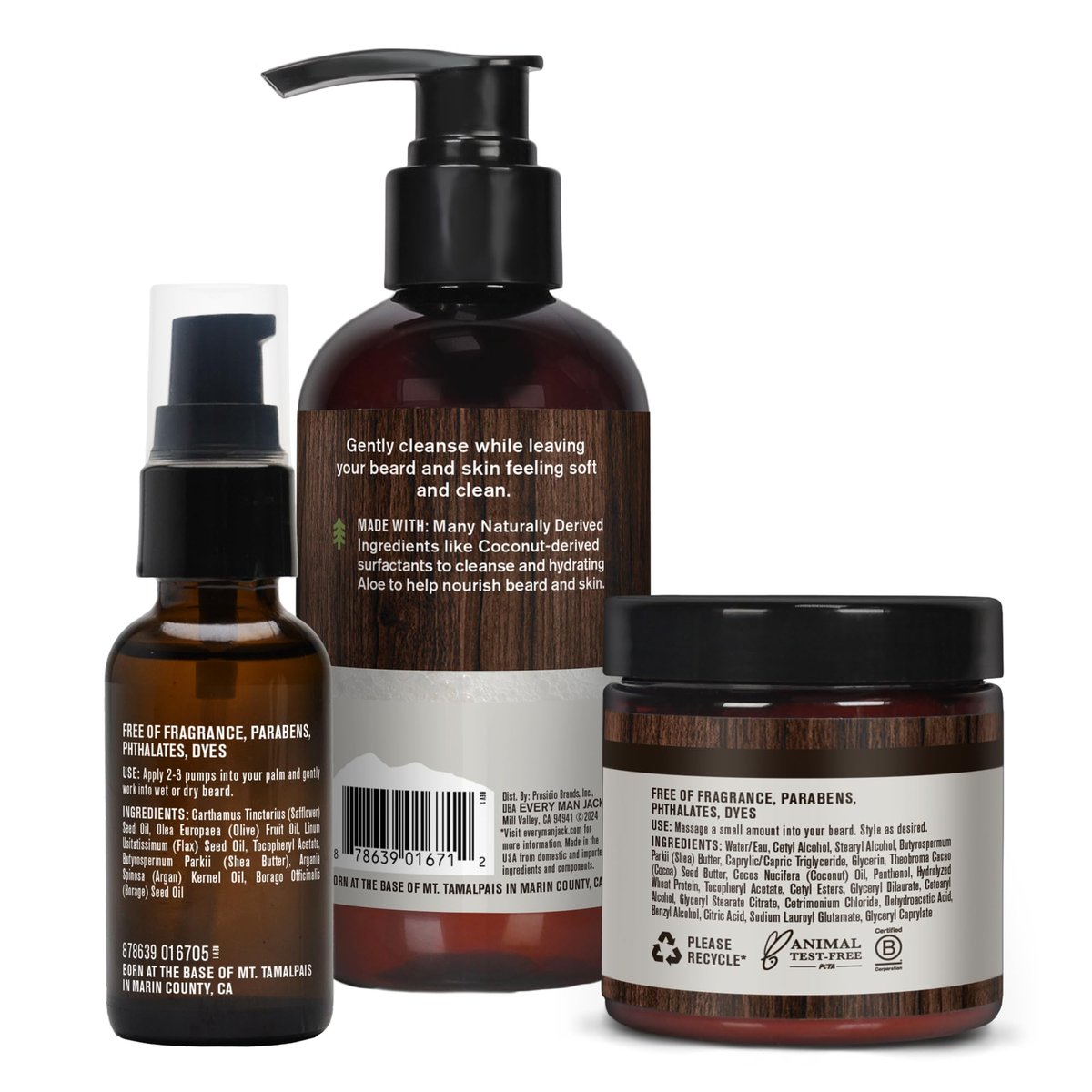 Every Man Jack Unscented Beard Bundle – Fragrance Free Beard & Face Wash, Beard Butter & Beard Oil for Sensitive Skin Avelisse