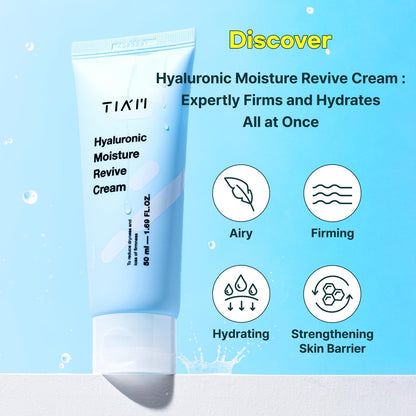 TIA'M Hyaluronic Moisture Revive Cream - Peptide & Ceramide Facial Moisturizer for Dry and Dehydrated Skin, 1.69 fl oz