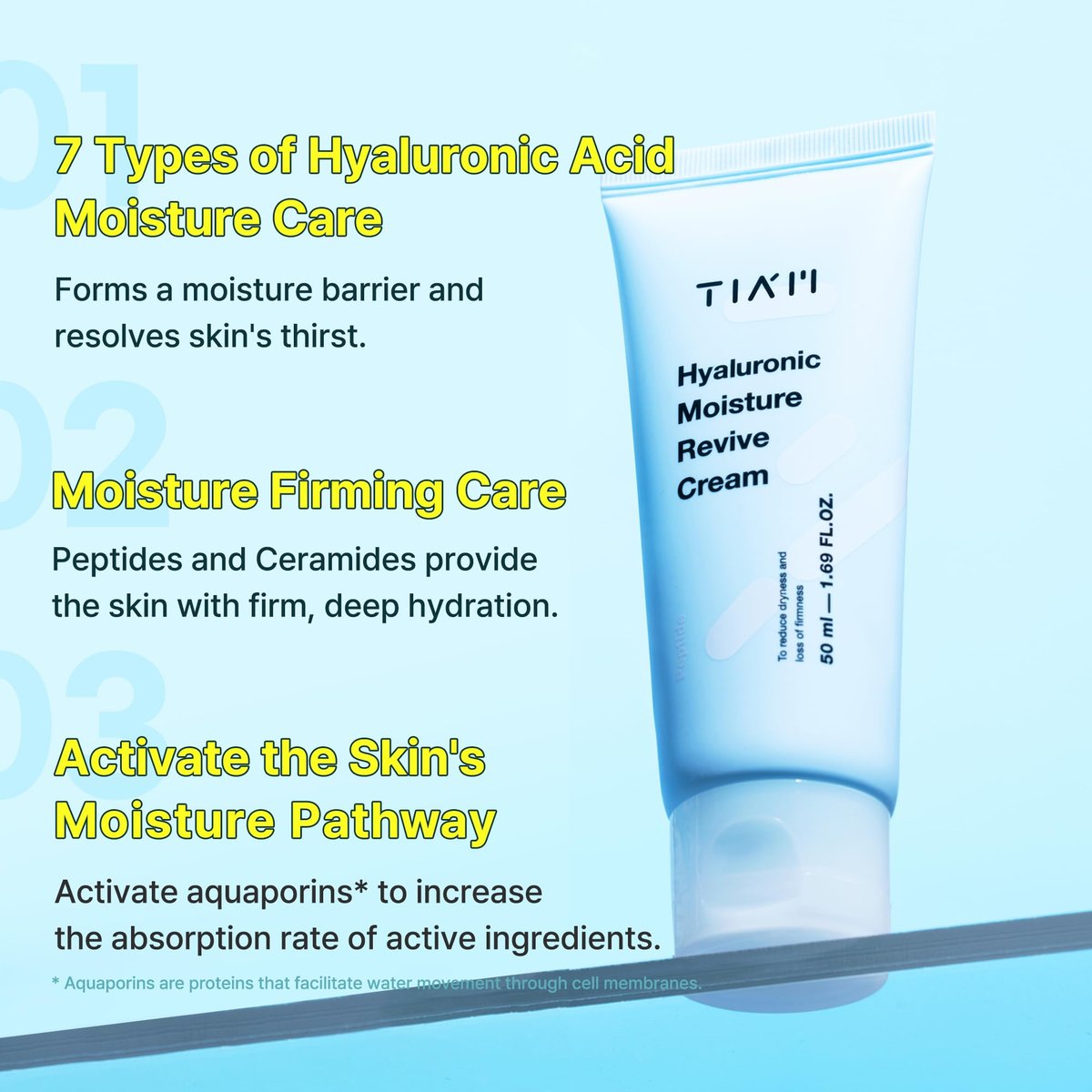 TIA'M Hyaluronic Moisture Revive Cream - Peptide & Ceramide Facial Moisturizer for Dry and Dehydrated Skin, 1.69 fl oz - görsel 5