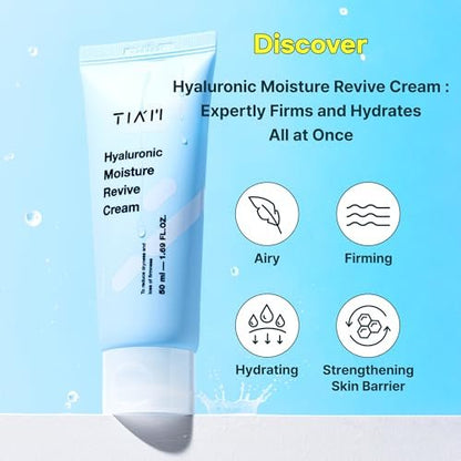 TIA'M Hyaluronic Moisture Revive Cream - Peptide & Ceramide Facial Moisturizer for Dry and Dehydrated Skin, 1.69 fl oz