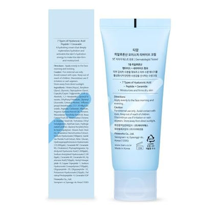 TIA'M Hyaluronic Moisture Revive Cream - Peptide & Ceramide Facial Moisturizer for Dry and Dehydrated Skin, 1.69 fl oz