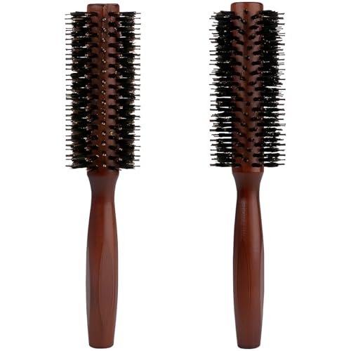 Jaasuee Round Boar Bristle Hair Brush with Wooden Handle – Ideal for Styling Medium to Long Hair, Enhances Volume and Shine for Thick, Fine, Curly, or Straight Hair (Brown) - görsel 2