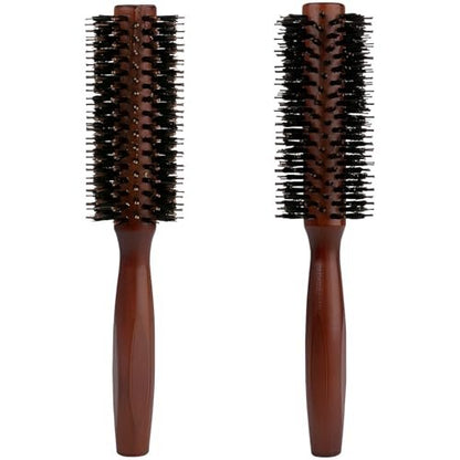Jaasuee Round Boar Bristle Hair Brush with Wooden Handle – Ideal for Styling Medium to Long Hair, Enhances Volume and Shine for Thick, Fine, Curly, or Straight Hair (Brown)