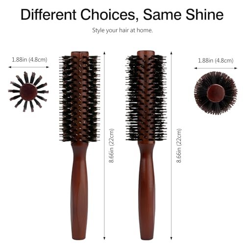 Jaasuee Round Boar Bristle Hair Brush with Wooden Handle – Ideal for Styling Medium to Long Hair, Enhances Volume and Shine for Thick, Fine, Curly, or Straight Hair (Brown) - görsel 14
