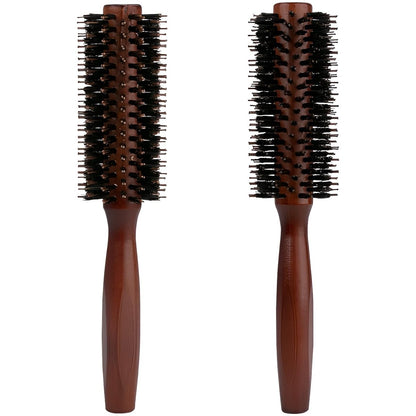 Jaasuee Round Boar Bristle Hair Brush with Wooden Handle – Ideal for Styling Medium to Long Hair, Enhances Volume and Shine for Thick, Fine, Curly, or Straight Hair (Brown)