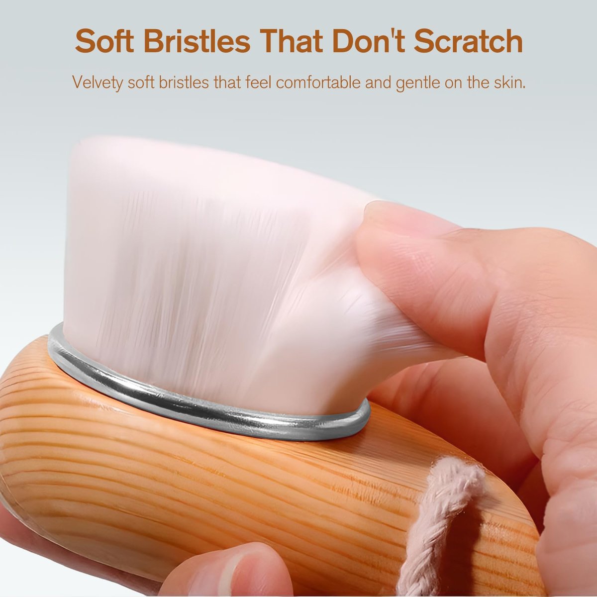 Jaasuee Soft Bristle Facial Cleansing Brush for Deep Pore Cleaning, Travel-Friendly Face Beauty Brush with Ergonomic Handle, Brown - görsel 9
