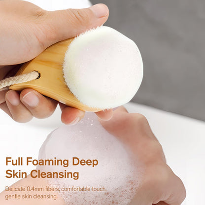 Jaasuee Soft Bristle Facial Cleansing Brush for Deep Pore Cleaning, Travel-Friendly Face Beauty Brush with Ergonomic Handle, Brown