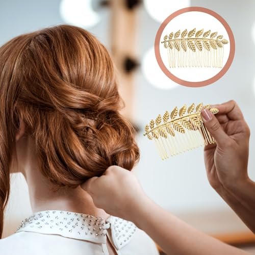 Gold & Silver Rhinestone Leaf Hair Combs - Set of 5 Metal Wedding Hair Clips for Women - görsel 10