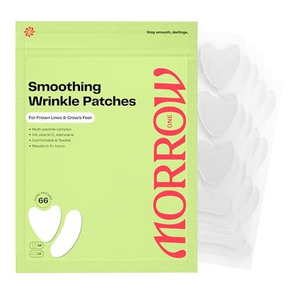 Morrow One Peptide-Infused Smoothing Wrinkle Patches - Overnight Anti-Aging Stickers for Fine Lines, Crow's Feet, Elevens, Smile Lines (66 Count)