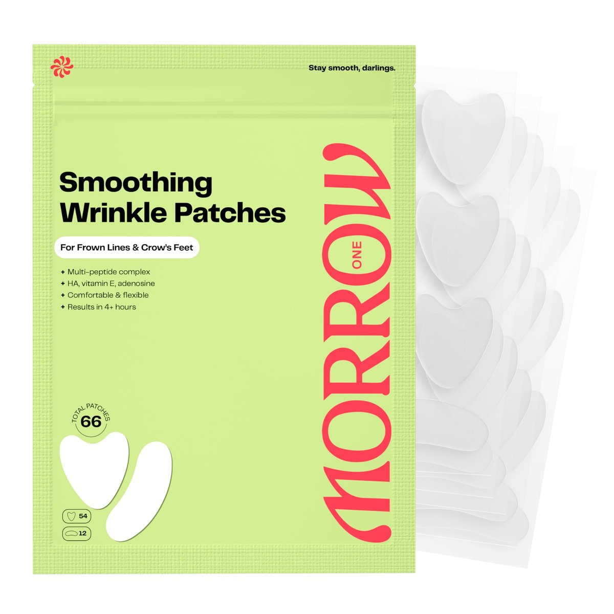 Morrow One Peptide-Infused Smoothing Wrinkle Patches - Overnight Anti-Aging Stickers for Fine Lines, Crow's Feet, Elevens, Smile Lines (66 Count) - görsel 1