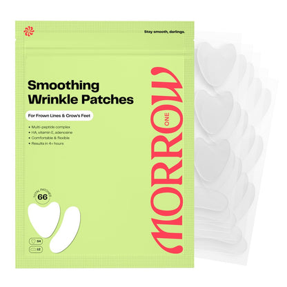 Morrow One Peptide-Infused Smoothing Wrinkle Patches - Overnight Anti-Aging Stickers for Fine Lines, Crow's Feet, Elevens, Smile Lines (66 Count)