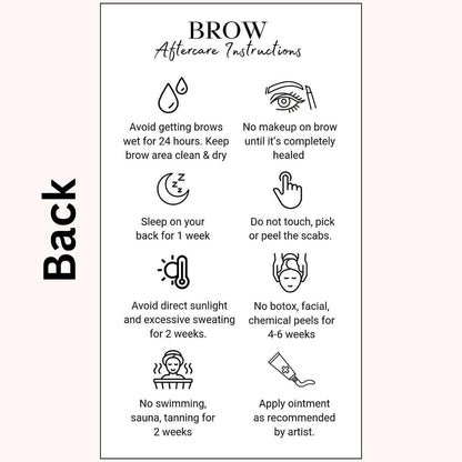 PMU Permanent Makeup Eyebrow Aftercare Card – 50 Pack, 2x3.5 Inch Business Card Size – Tattoo Aftercare for Microblading, Ombre, Lip Blush