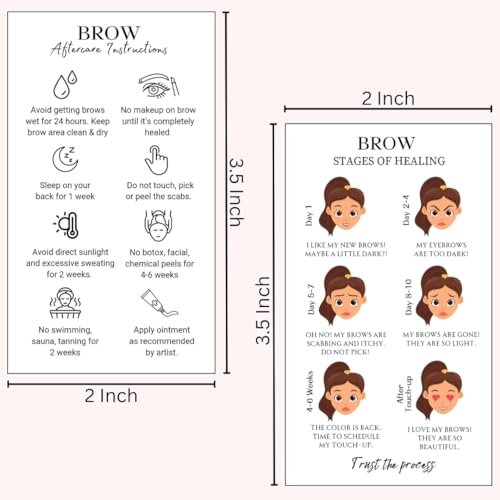 PMU Permanent Makeup Eyebrow Aftercare Card – 50 Pack, 2x3.5 Inch Business Card Size – Tattoo Aftercare for Microblading, Ombre, Lip Blush - görsel 8