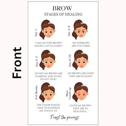PMU Permanent Makeup Eyebrow Aftercare Card – 50 Pack, 2x3.5 Inch Business Card Size – Tattoo Aftercare for Microblading, Ombre, Lip Blush