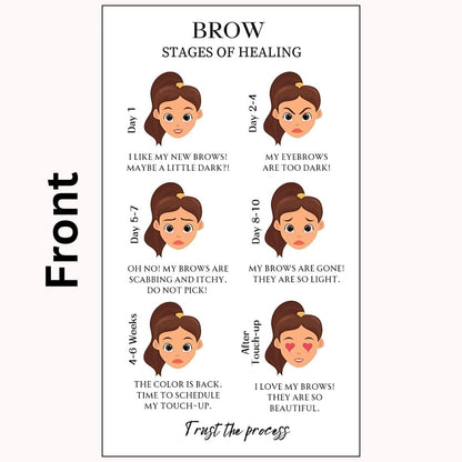 PMU Permanent Makeup Eyebrow Aftercare Card – 50 Pack, 2x3.5 Inch Business Card Size – Tattoo Aftercare for Microblading, Ombre, Lip Blush