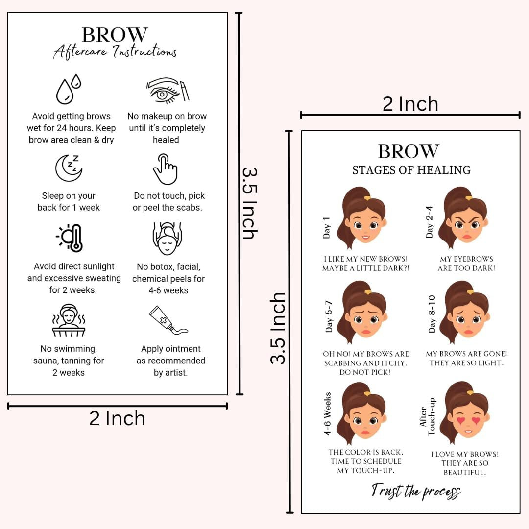 PMU Permanent Makeup Eyebrow Aftercare Card – 50 Pack, 2x3.5 Inch Business Card Size – Tattoo Aftercare for Microblading, Ombre, Lip Blush - görsel 7