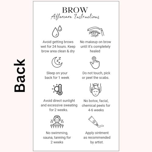 PMU Permanent Makeup Eyebrow Aftercare Card – 50 Pack, 2x3.5 Inch Business Card Size – Tattoo Aftercare for Microblading, Ombre, Lip Blush - görsel 6