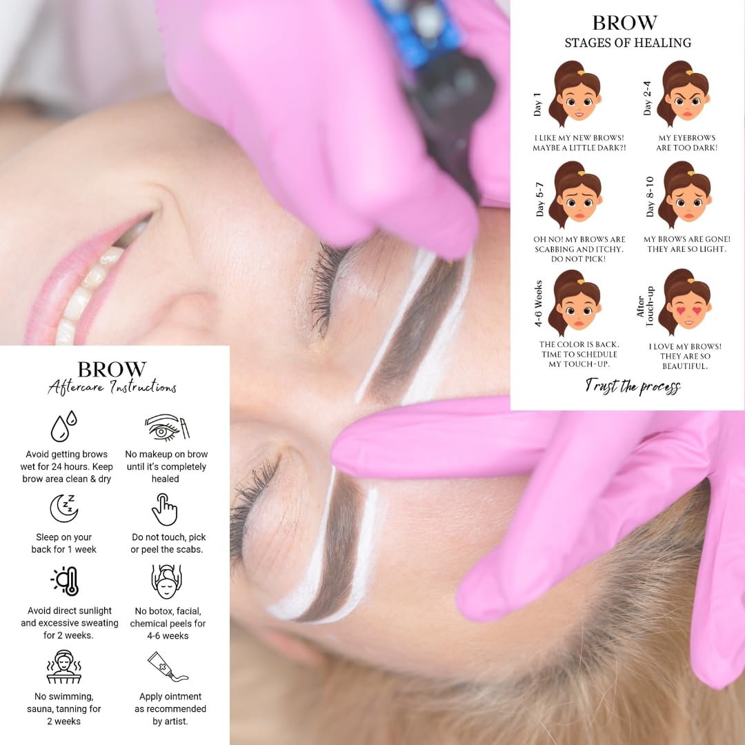 PMU Permanent Makeup Eyebrow Aftercare Card – 50 Pack, 2x3.5 Inch Business Card Size – Tattoo Aftercare for Microblading, Ombre, Lip Blush - görsel 9