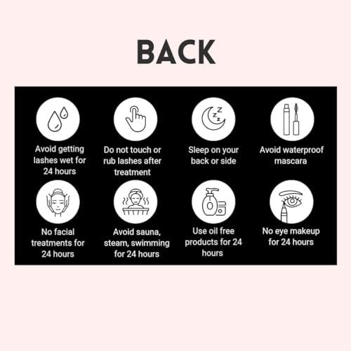 Lash Lift and Tint Aftercare Card | 50 Pack | 2x3.5 Inch Business Card Size | Black & White Simple Design with Illustration & Instruction - görsel 6