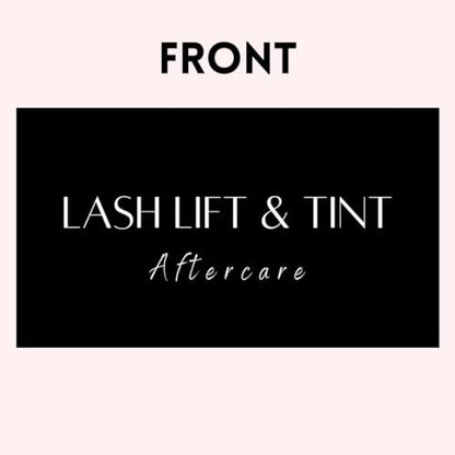 Lash Lift and Tint Aftercare Card | 50 Pack | 2x3.5 Inch Business Card Size | Black & White Simple Design with Illustration & Instruction