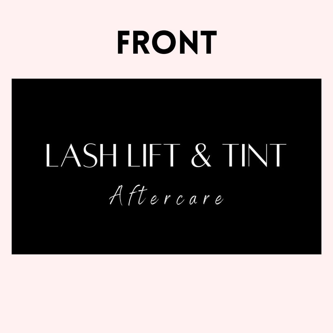Lash Lift and Tint Aftercare Card | 50 Pack | 2x3.5 Inch Business Card Size | Black & White Simple Design with Illustration & Instruction - görsel 3