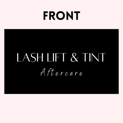 Lash Lift and Tint Aftercare Card | 50 Pack | 2x3.5 Inch Business Card Size | Black & White Simple Design with Illustration & Instruction