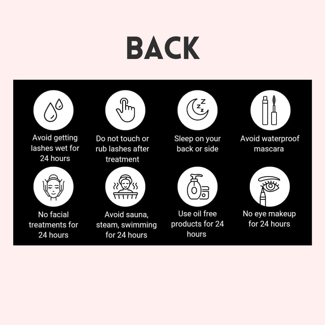Lash Lift and Tint Aftercare Card | 50 Pack | 2x3.5 Inch Business Card Size | Black & White Simple Design with Illustration & Instruction - görsel 5