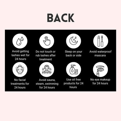Lash Lift and Tint Aftercare Card | 50 Pack | 2x3.5 Inch Business Card Size | Black & White Simple Design with Illustration & Instruction