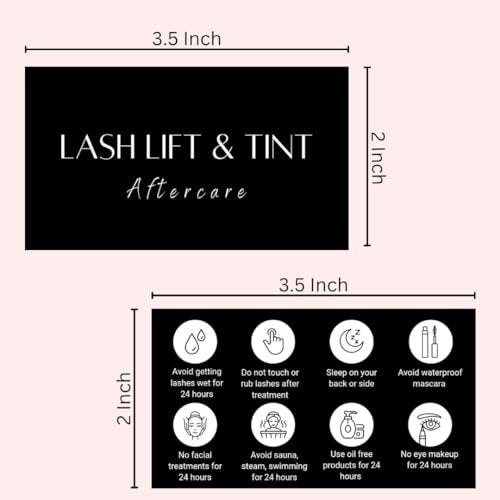 Lash Lift and Tint Aftercare Card | 50 Pack | 2x3.5 Inch Business Card Size | Black & White Simple Design with Illustration & Instruction - görsel 8