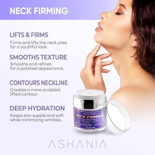 Ashania Korean Neck Firming Cream for Wrinkles & Sagging Skin – Peptide, Adenosine & Hyaluronic Acid Tightening Formula, Made in Korea (1.7 fl oz) Avelisse
