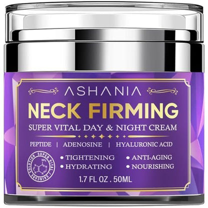 Ashania Korean Neck Firming Cream for Wrinkles & Sagging Skin – Peptide, Adenosine & Hyaluronic Acid Tightening Formula, Made in Korea (1.7 fl oz) Avelisse