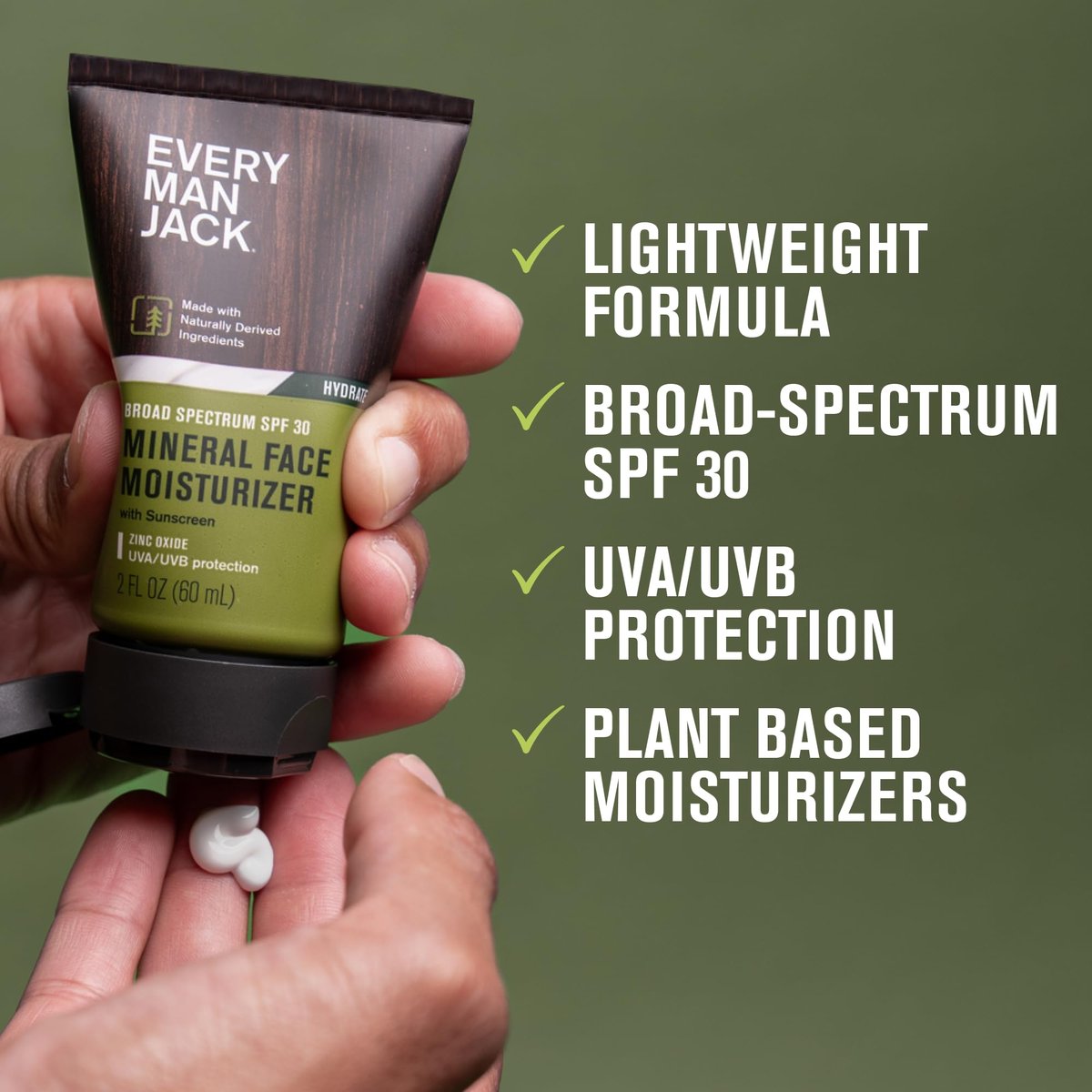 Every Man Jack Mineral Face Lotion SPF 30 Sunscreen with Zinc Oxide - Daily Moisturizer for Men, UVA/UVB Protection, 2 Fl Oz (2 Pack) Avelisse