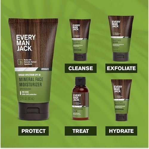 Every Man Jack Mineral Face Lotion SPF 30 Sunscreen with Zinc Oxide - Daily Moisturizer for Men, UVA/UVB Protection, 2 Fl Oz (2 Pack) Avelisse