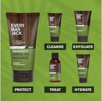 Every Man Jack Mineral Face Lotion SPF 30 Sunscreen with Zinc Oxide - Daily Moisturizer for Men, UVA/UVB Protection, 2 Fl Oz (2 Pack) Avelisse