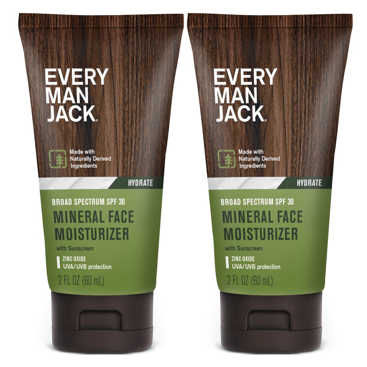 Every Man Jack Mineral Face Lotion SPF 30 Sunscreen with Zinc Oxide - Daily Moisturizer for Men, UVA/UVB Protection, 2 Fl Oz (2 Pack) Avelisse