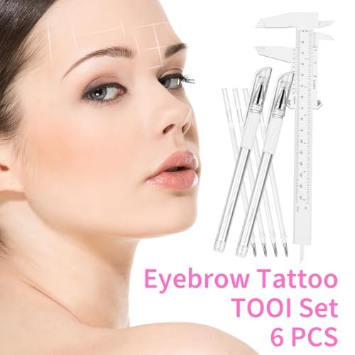 Eyebrow Microblading Marker Pen, 2 Pcs Brow Mapping Pens with 4 Replacement Refills and 1 Ruler - White Avelisse