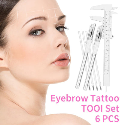 Eyebrow Microblading Marker Pen, 2 Pcs Brow Mapping Pens with 4 Replacement Refills and 1 Ruler - White Avelisse