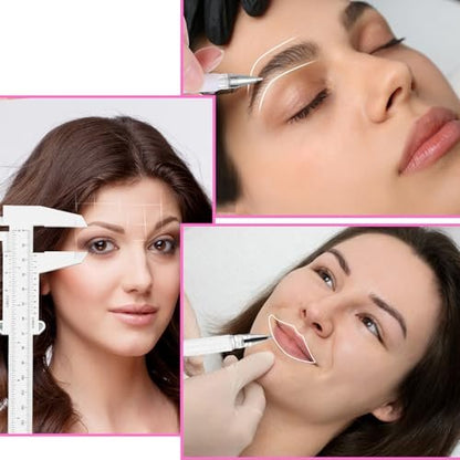 Eyebrow Microblading Marker Pen, 2 Pcs Brow Mapping Pens with 4 Replacement Refills and 1 Ruler - White Avelisse