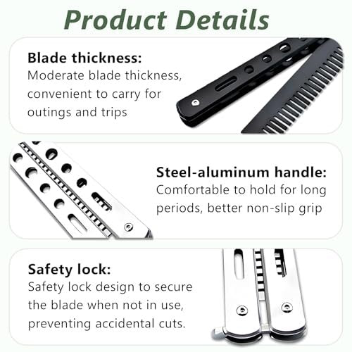 Jaasuee 2-Piece Stainless Steel Folding Practice Combs - Black and Silver, Portable Hair Styling Tools for Sports and Outdoor Use - görsel 10