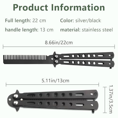 Jaasuee 2-Piece Stainless Steel Folding Practice Combs - Black and Silver, Portable Hair Styling Tools for Sports and Outdoor Use - görsel 4